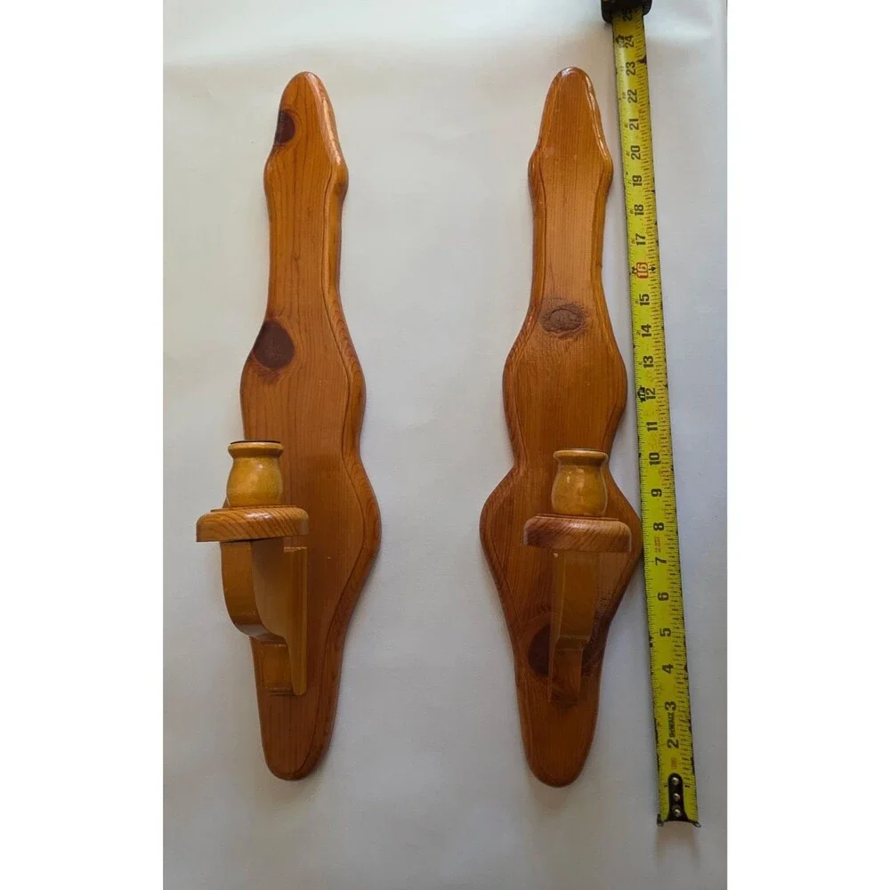 Pair of Large Rustic Wooden Wall Sconce 23